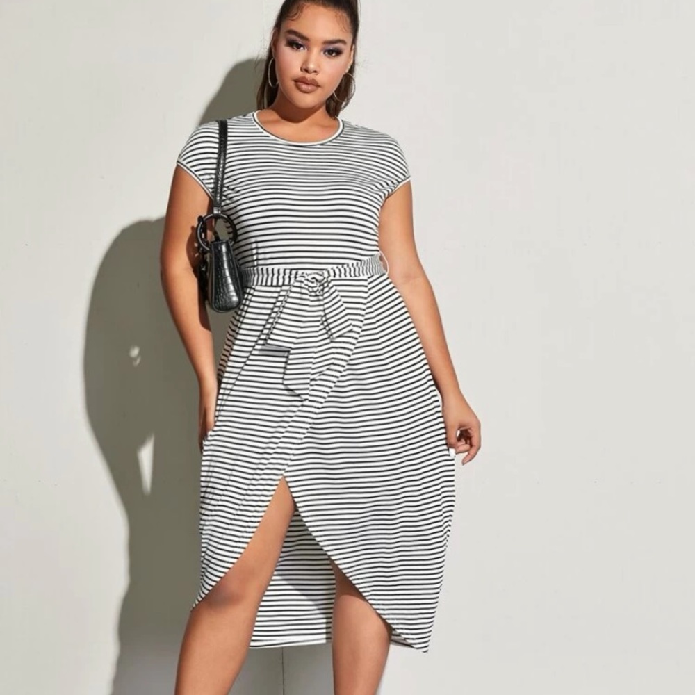 SHEIN plus size tulip hem striped dress